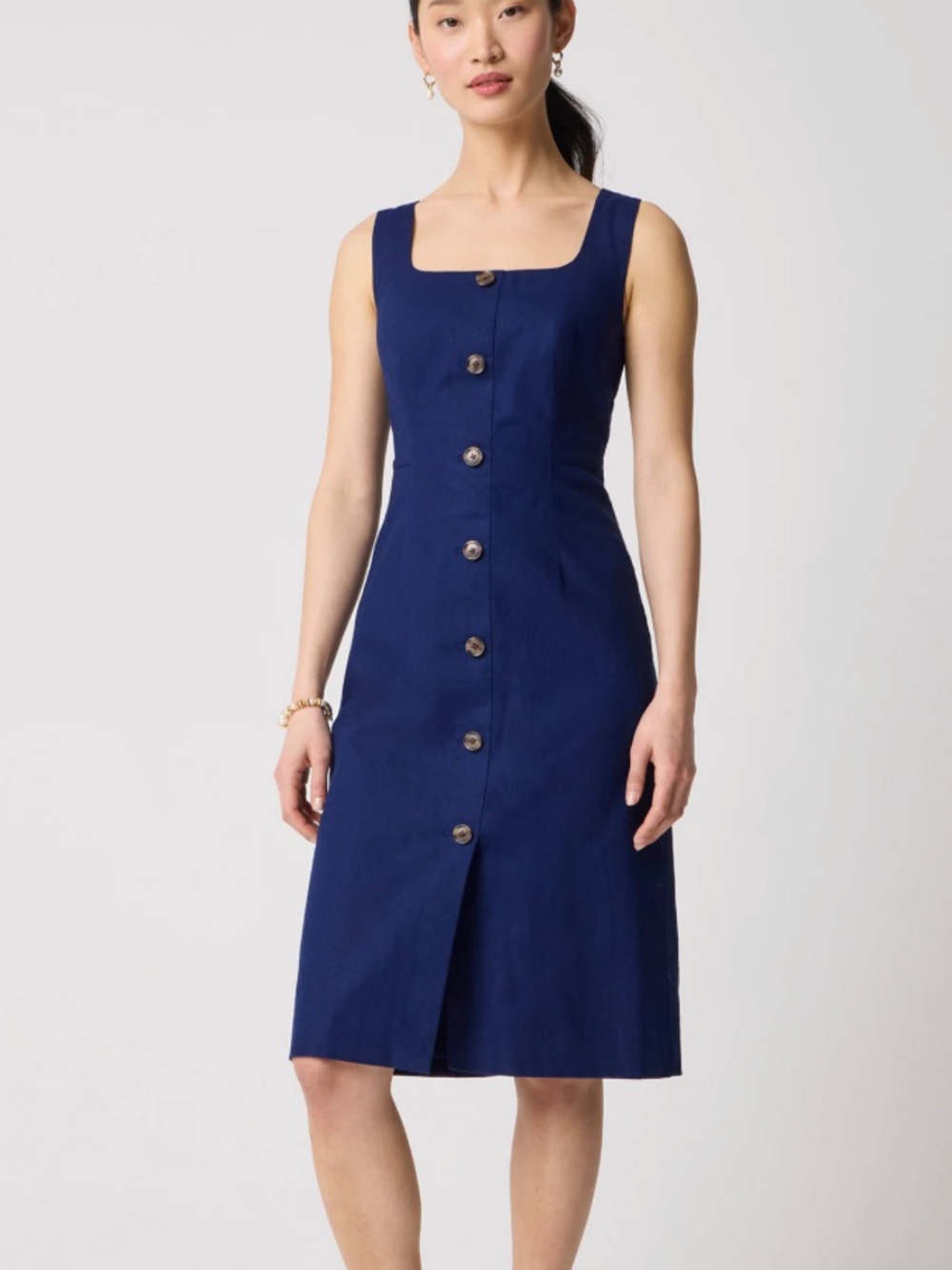 New! J. Crew Linen-cotton blend button-front midi dress 39982